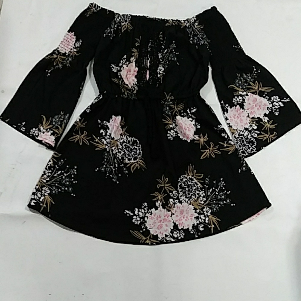 Black with flowers printing Top and Dress
